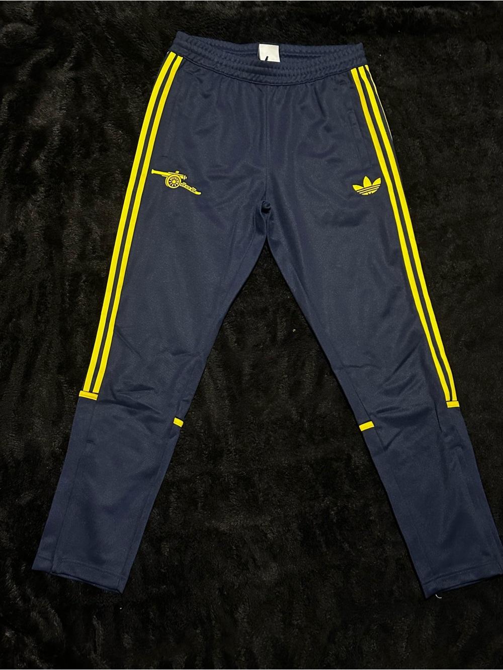 adidas Men's Navy Blue Joggers with Yellow Stripe Details New with tags